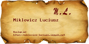 Miklovicz Luciusz névjegykártya